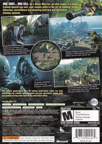 
Sniper: Ghost Warrior | Xbox 360 | back cover 1 | Region: North America | Source: LaunchBox