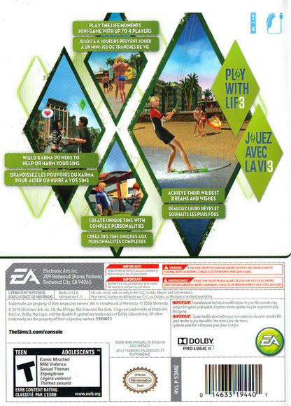 
The Sims 3 | Wii | back cover 1