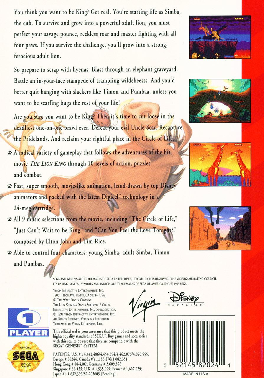 
The Lion King | Genesis | back cover 1