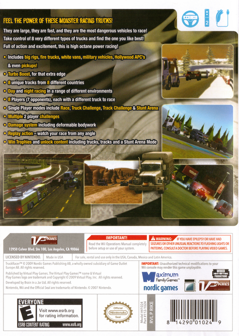 
Truck Racer | Wii | back cover 1