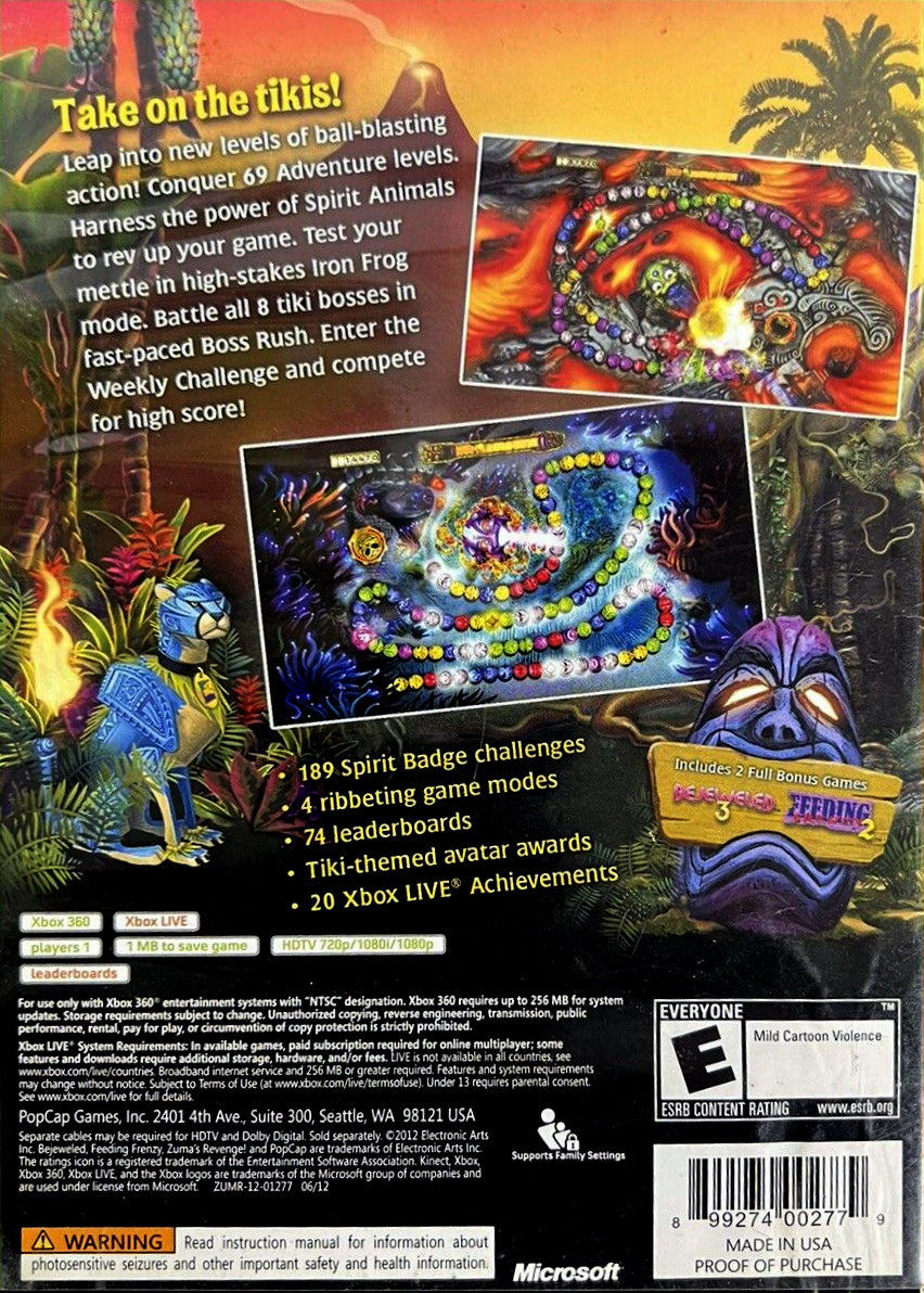 Zuma's Revenge! | Xbox 360 | back cover 1 | Region: North America | Source: LaunchBox