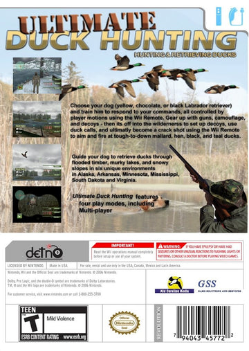 
Ultimate Duck Hunting | Wii | back cover 1