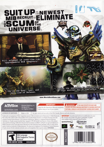 
MIB: Alien Crisis | Wii | back cover 1