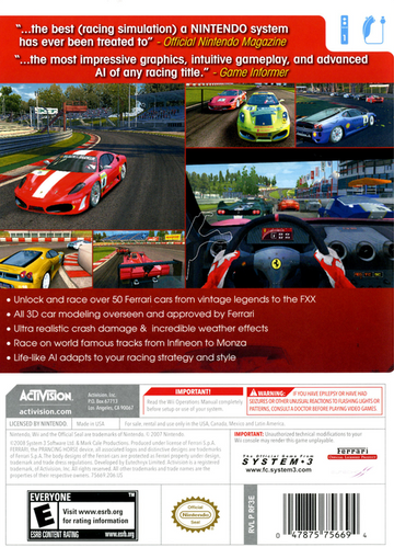 
Ferrari Challenge: Trofeo Pirelli | Wii | back cover 1