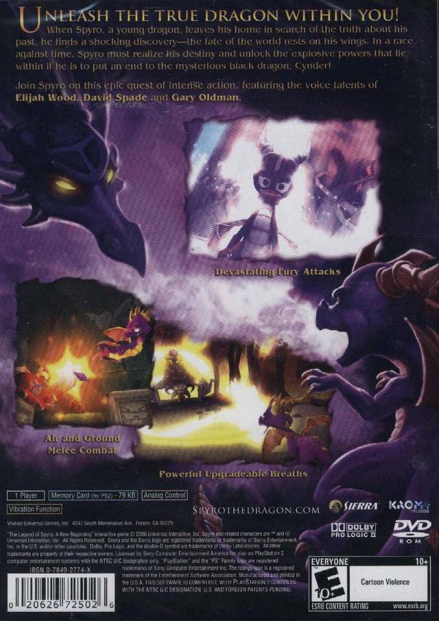 
The Legend of Spyro: A New Beginning | PlayStation 2 | back cover 1