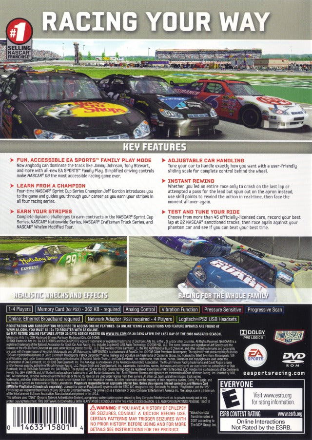 NASCAR 09 | PlayStation 2 | back cover 1 | Region: North America | Source: LaunchBox