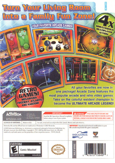 
Arcade Zone | Wii | back cover 1