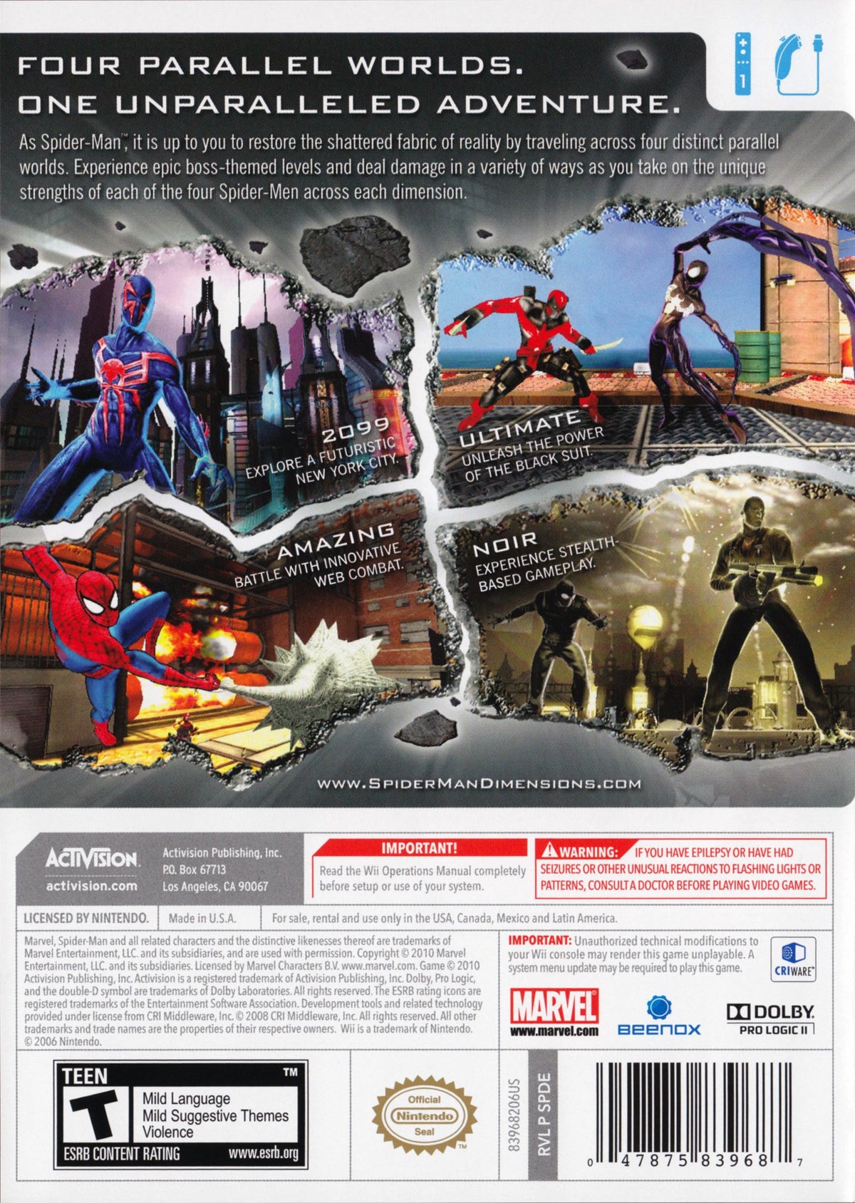 Spider-Man: Shattered Dimensions | Wii | back cover 1