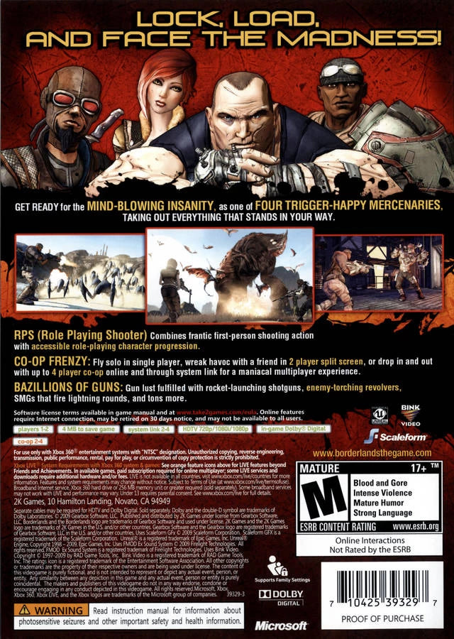 
Borderlands | Xbox 360 | back cover 1 | Region: North America | Source: LaunchBox