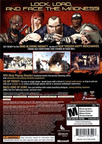 
Borderlands | Xbox 360 | back cover 1 | Region: North America | Source: LaunchBox