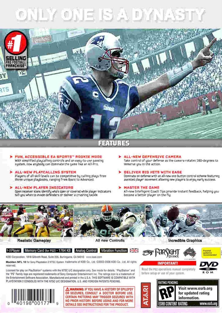 Madden NFL 10 | PlayStation 2 | back cover 1