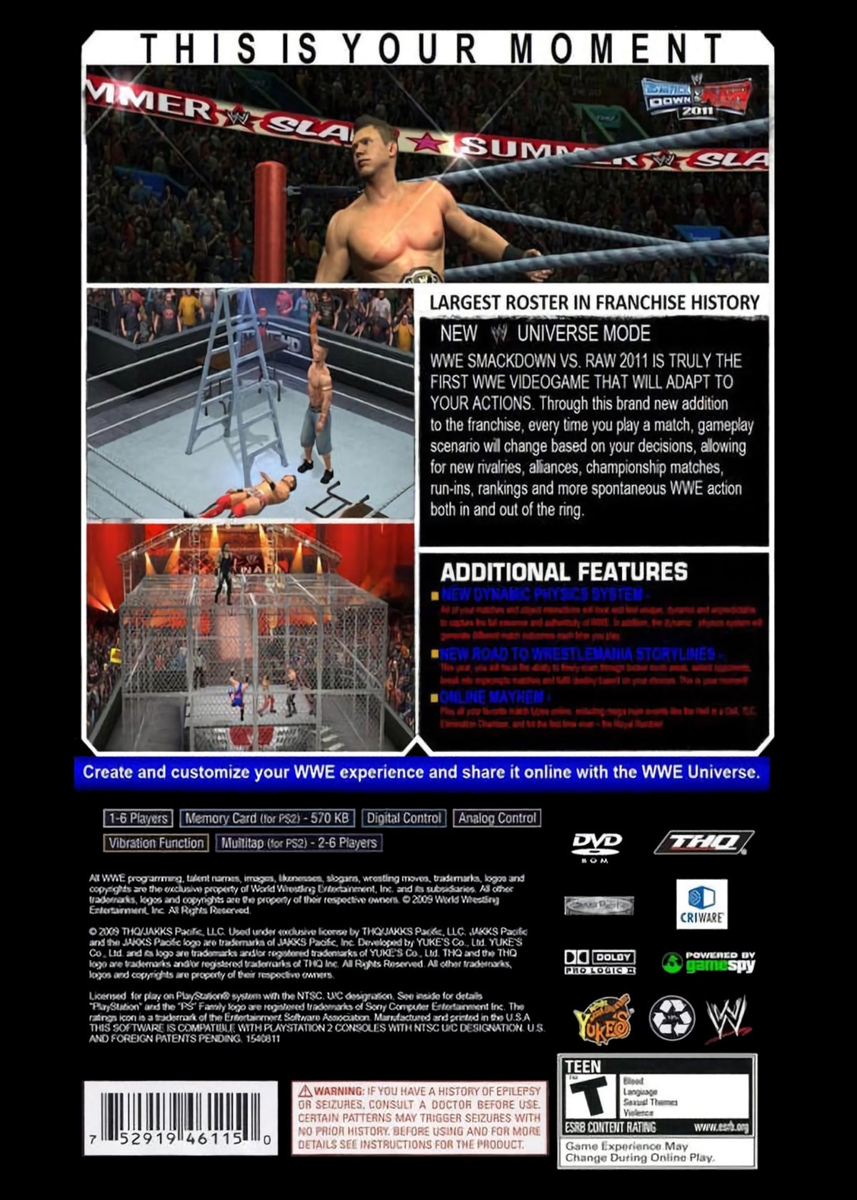 
WWE Smackdown vs. Raw 2011 | PlayStation 2 | back cover 1 | Region: North America | Source: LaunchBox