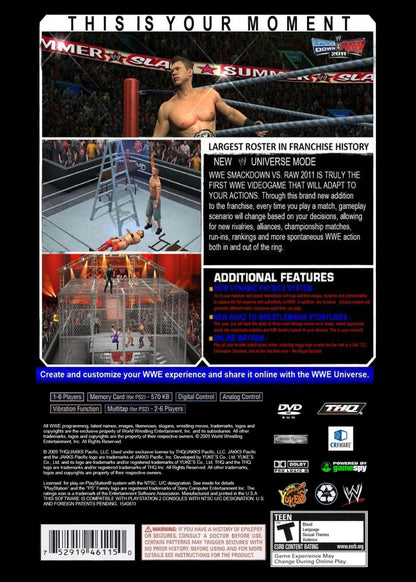 
WWE Smackdown vs. Raw 2011 | PlayStation 2 | back cover 1 | Region: North America | Source: LaunchBox