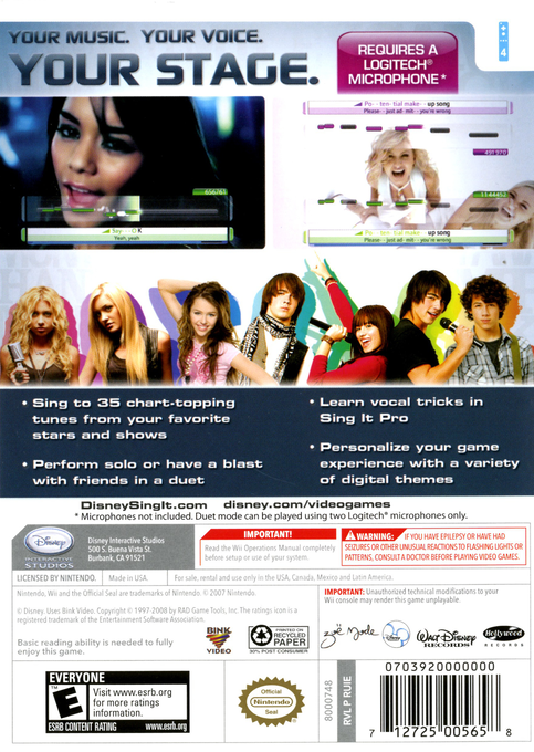 Disney Sing It | Wii | back cover 1