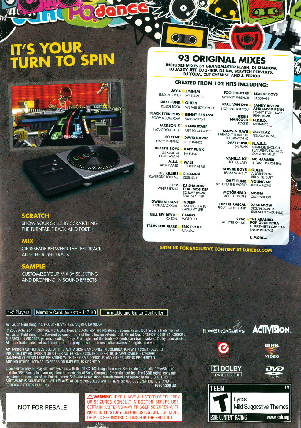DJ Hero | PlayStation 2 | back cover 1 | Region: North America | Source: LaunchBox