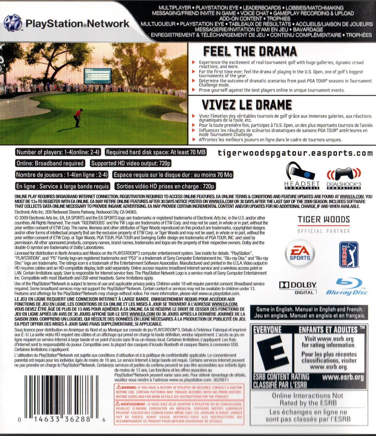 
Tiger Woods PGA Tour 10 | PlayStation 3 | back cover 1