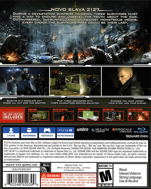 
Left Alive | PlayStation 4 | back cover 1