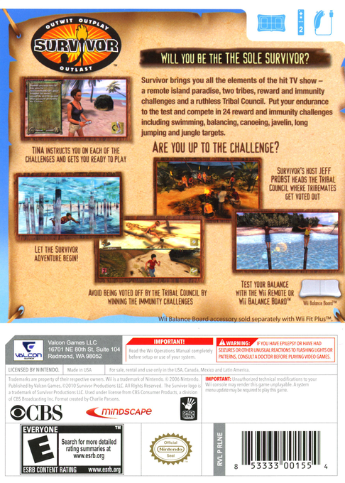 
Survivor | Wii | back cover 1