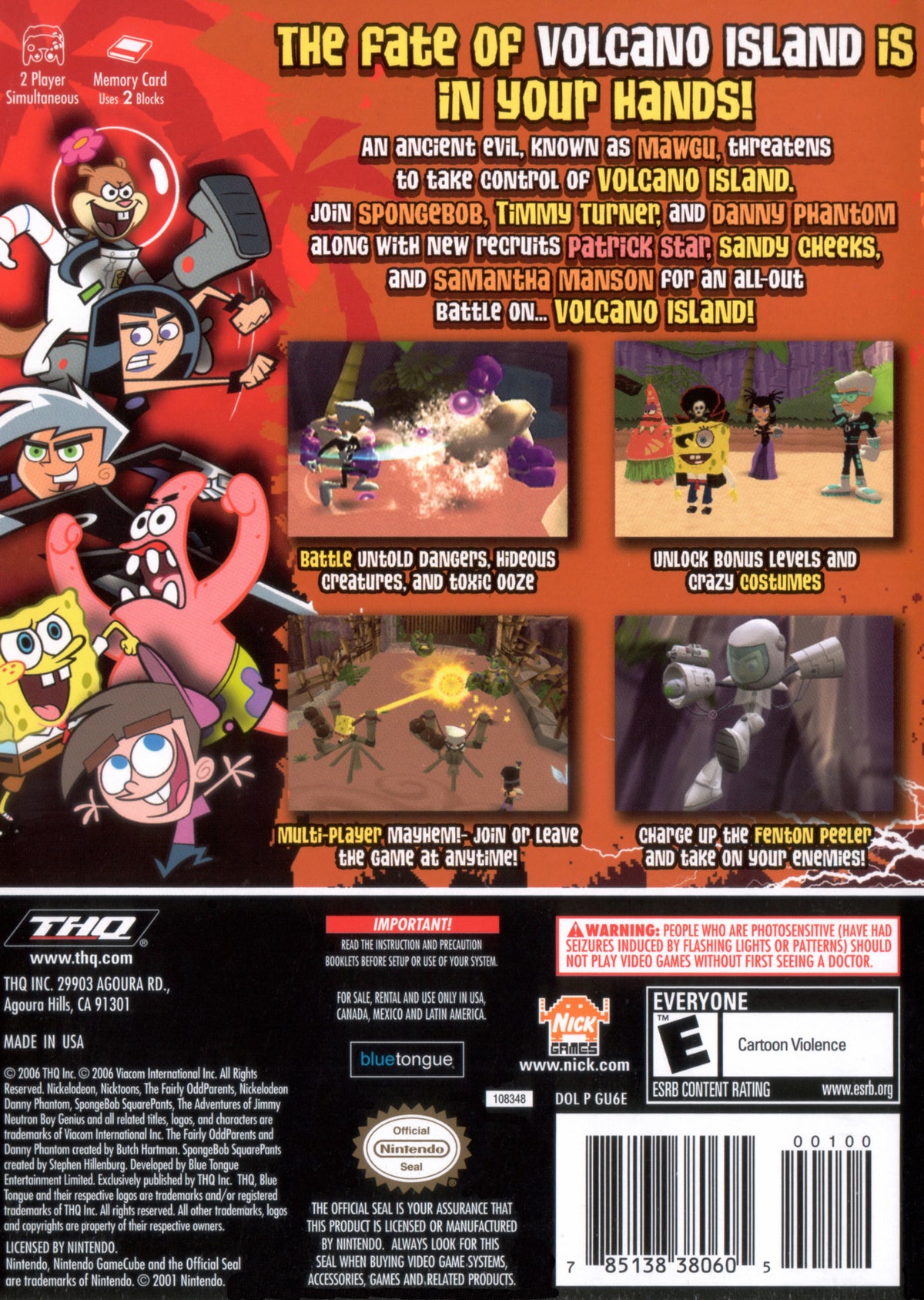 Nicktoons: Battle for Volcano Island | GameCube | back cover 1