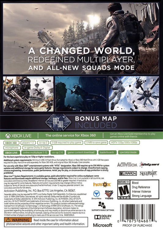 Call of Duty: Ghosts | Xbox 360 | back cover 1 | region=North America | launchbox-b0ab58a8bb35 | source=LaunchBox