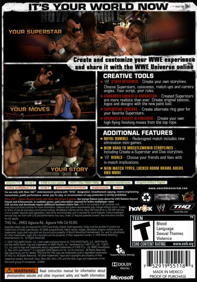
WWE Smackdown vs. Raw 2010 | Xbox 360 | back cover 1 | Region: North America | Source: LaunchBox