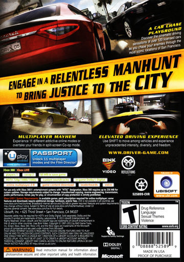 
Driver: San Francisco | Xbox 360 | back cover 1