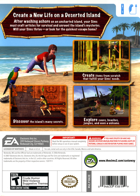 
The Sims 2: Castaway | Wii | back cover 1