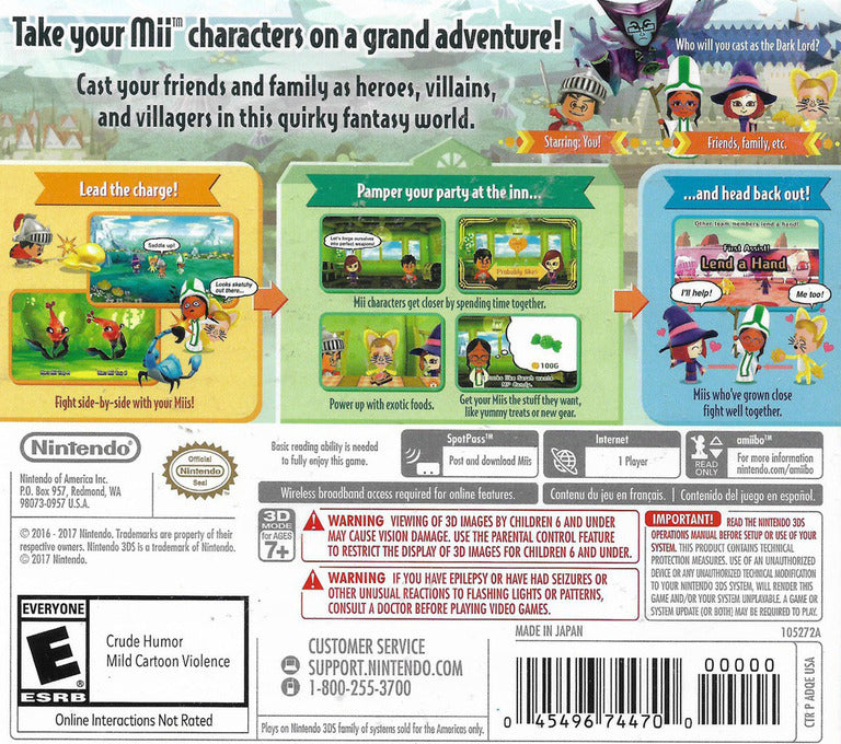 
Miitopia | Nintendo 3DS | back cover 1