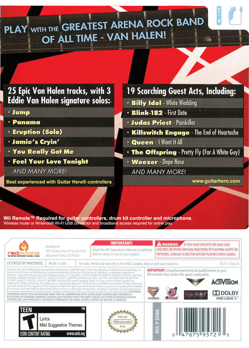 
Guitar Hero: Van Halen | Wii | back cover 1