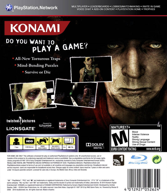 
Saw II: Flesh & Blood | PlayStation 3 | back cover 1