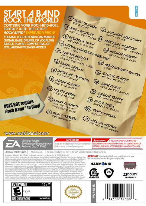
Rock Band: Country Track Pack | Wii | back cover 1