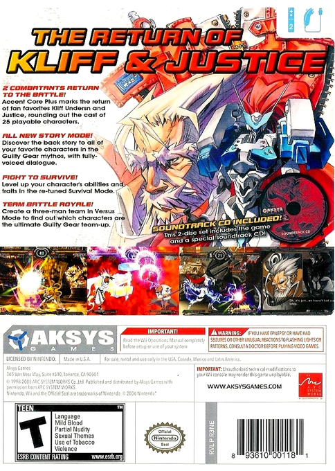 
Guilty Gear XX Λ Core Plus | Wii | back cover 1