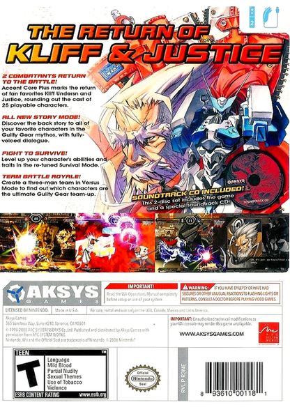
Guilty Gear XX Λ Core Plus | Wii | back cover 1