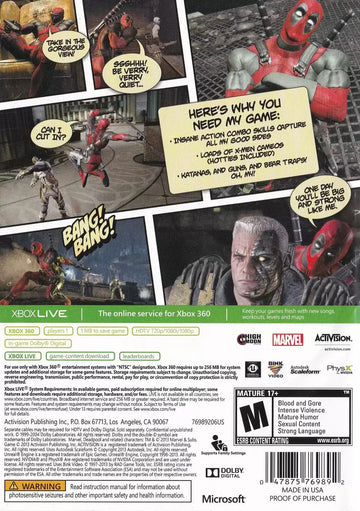 
Deadpool | Xbox 360 | back cover 1