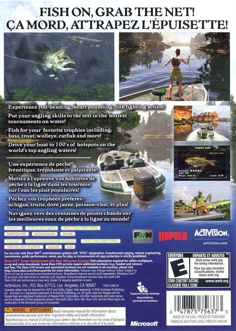 Rapala Fishing Frenzy 2009 | Xbox 360 | back cover 1 | Region: North America | Source: LaunchBox