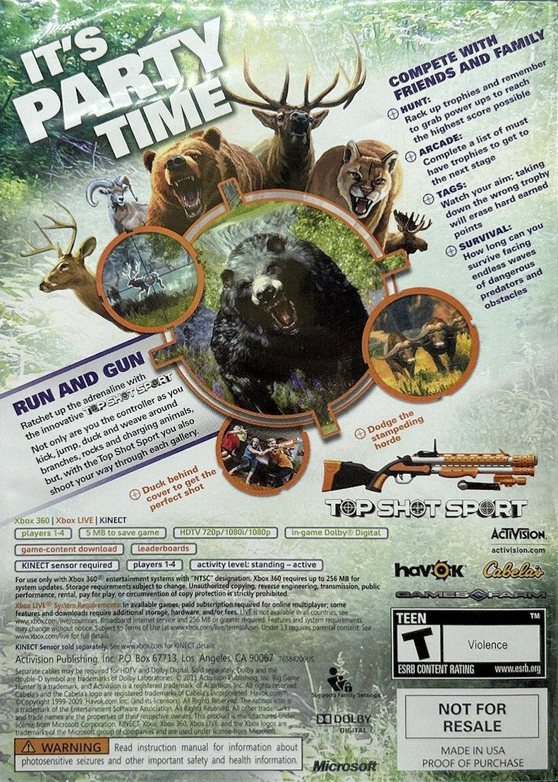 
Cabela's Big Game Hunter: Hunting Party | Xbox 360 | back cover 1