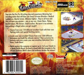
Fire Pro Wrestling | Game Boy Advance | back cover 1