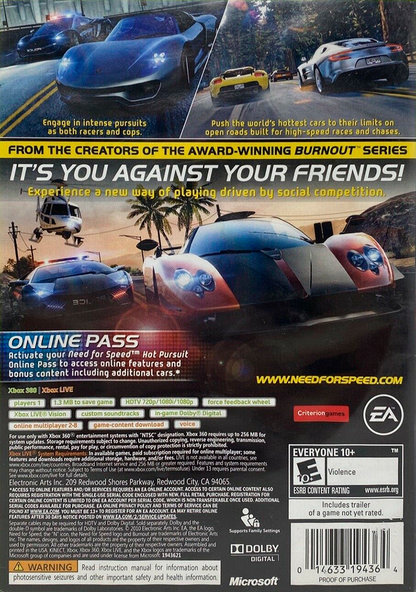 
Need for Speed: Hot Pursuit | Xbox 360 | back cover 1 | Region: North America | Source: LaunchBox
