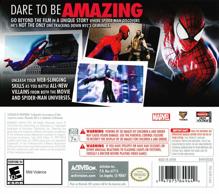 The Amazing Spider-Man 2 | Nintendo 3DS | back cover 1