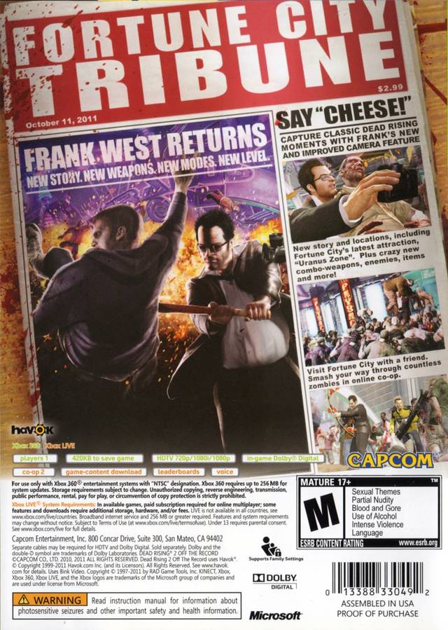 
Dead Rising 2: Off the Record | Xbox 360 | back cover 1