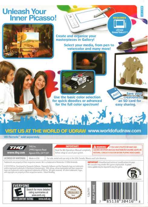 
uDraw Studio | Wii | back cover 1
