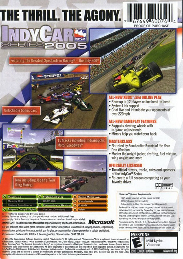 
IndyCar Series 2005 | Xbox | back cover 1