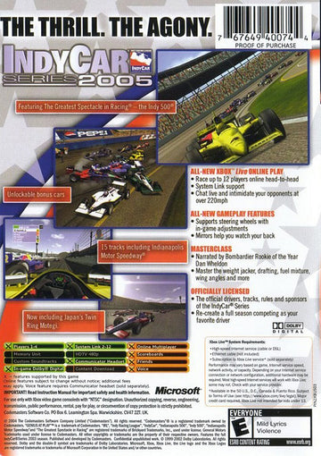 
IndyCar Series 2005 | Xbox | back cover 1