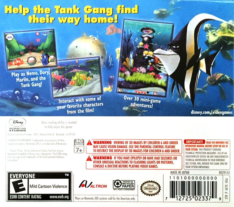 Finding Nemo: Escape to the Big Blue [Special Edition] | Nintendo 3DS | back cover 1