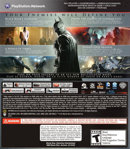 
Batman: Arkham Origins | PlayStation 3 | back cover 1 | Region: North America | Source: LaunchBox