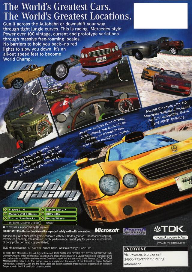 World Racing | Xbox | back cover 1 | Region: North America | Source: LaunchBox