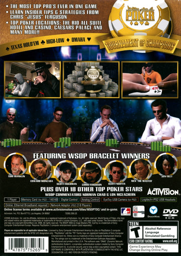 
World Series of Poker: Tournament of Champions | PlayStation 2 | back cover 1