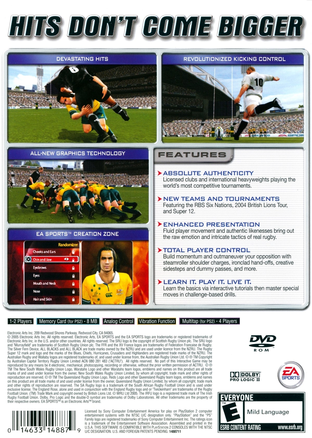 
Rugby 2005 | PlayStation 2 | back cover 1 | Region: North America | Source: LaunchBox