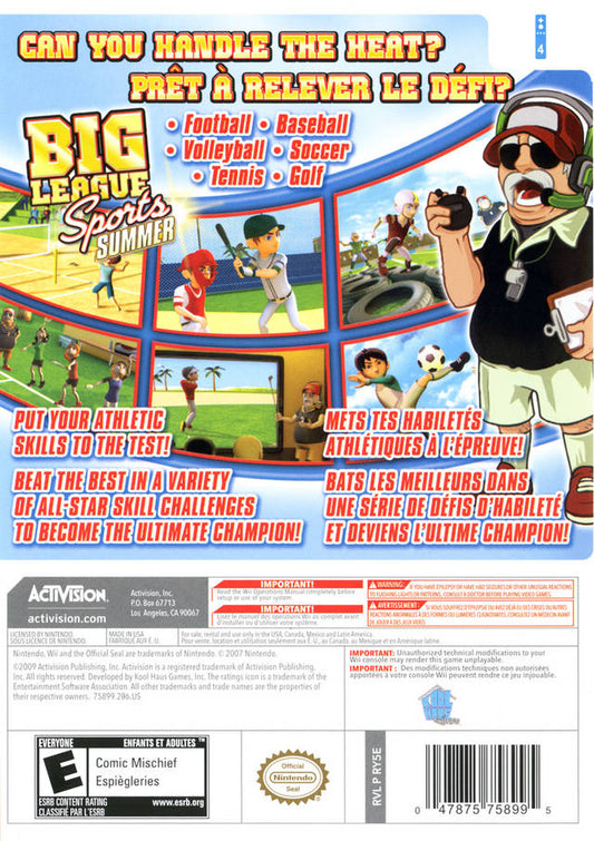
Big League Sports: Summer Sports | Wii | back cover 1 | Region: North America | Source: LaunchBox