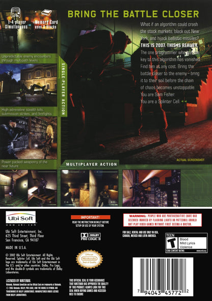 
Tom Clancy's Splinter Cell: Chaos Theory | GameCube | back cover 1